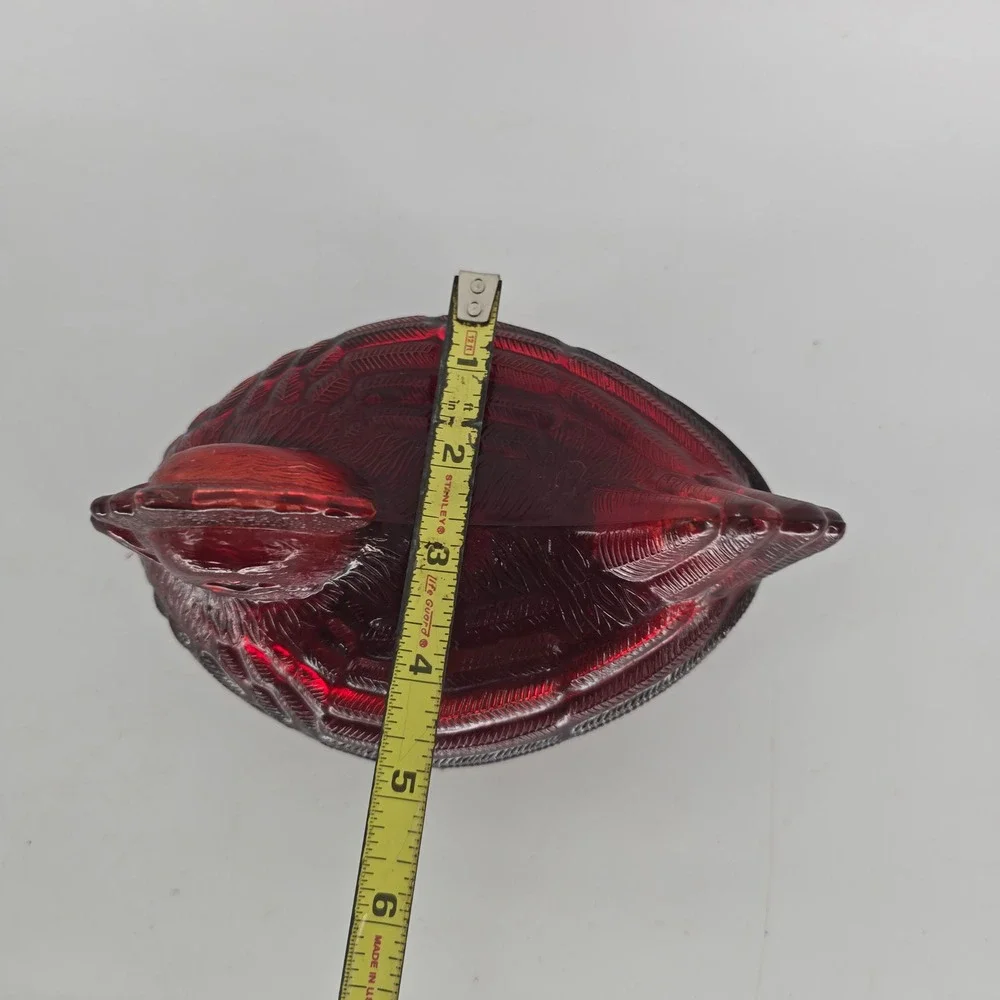 Vintage Cracker Barrel Red Glass Hen on Nest Covered Candy Dish